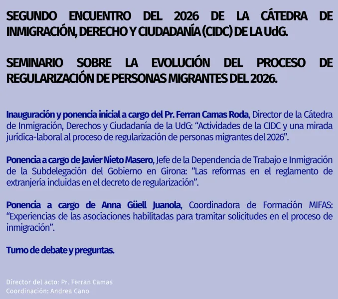 Del 10 de mayo al 17 de mayo: Preparando un Seminario sobre el proceso de regularización de migrantes. 
