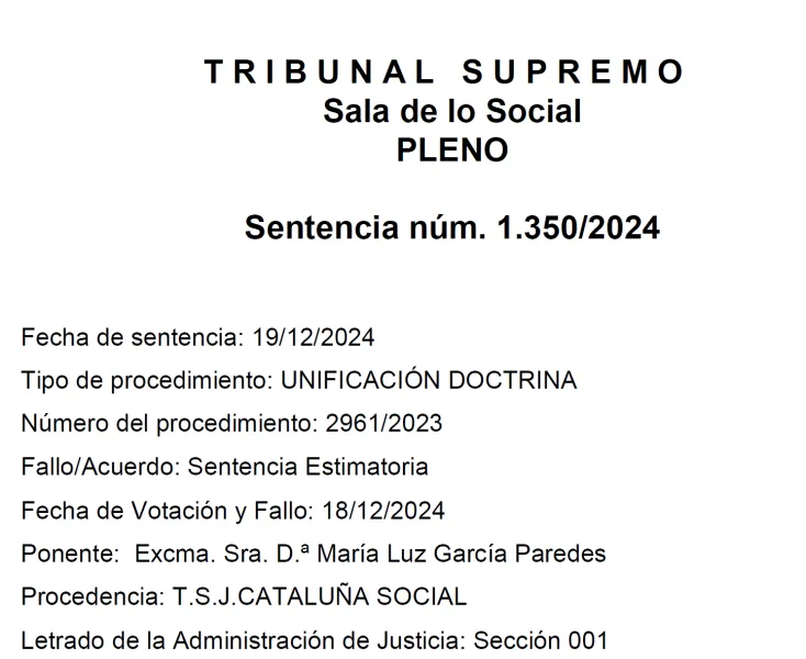 Resumida para tí: los argumentos clave de la Sentencia del TS de diciembre de 2024 sobre indemnizaciones en despidos improcedentes 